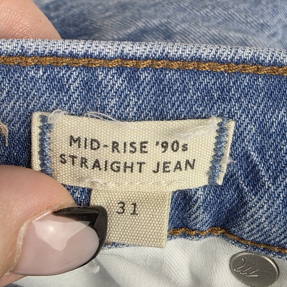 Madewell Jeans Womens Size 31 Mid Rise 90s Straight Jean Barbosa Wash Blue Pants - Picture 7 of 15